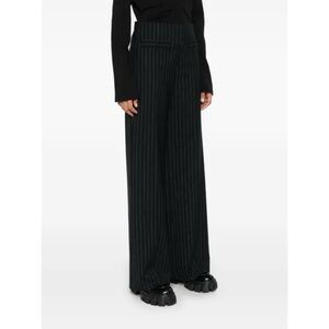 Sandro Black Pinstripe Wide-Leg Trousers 8